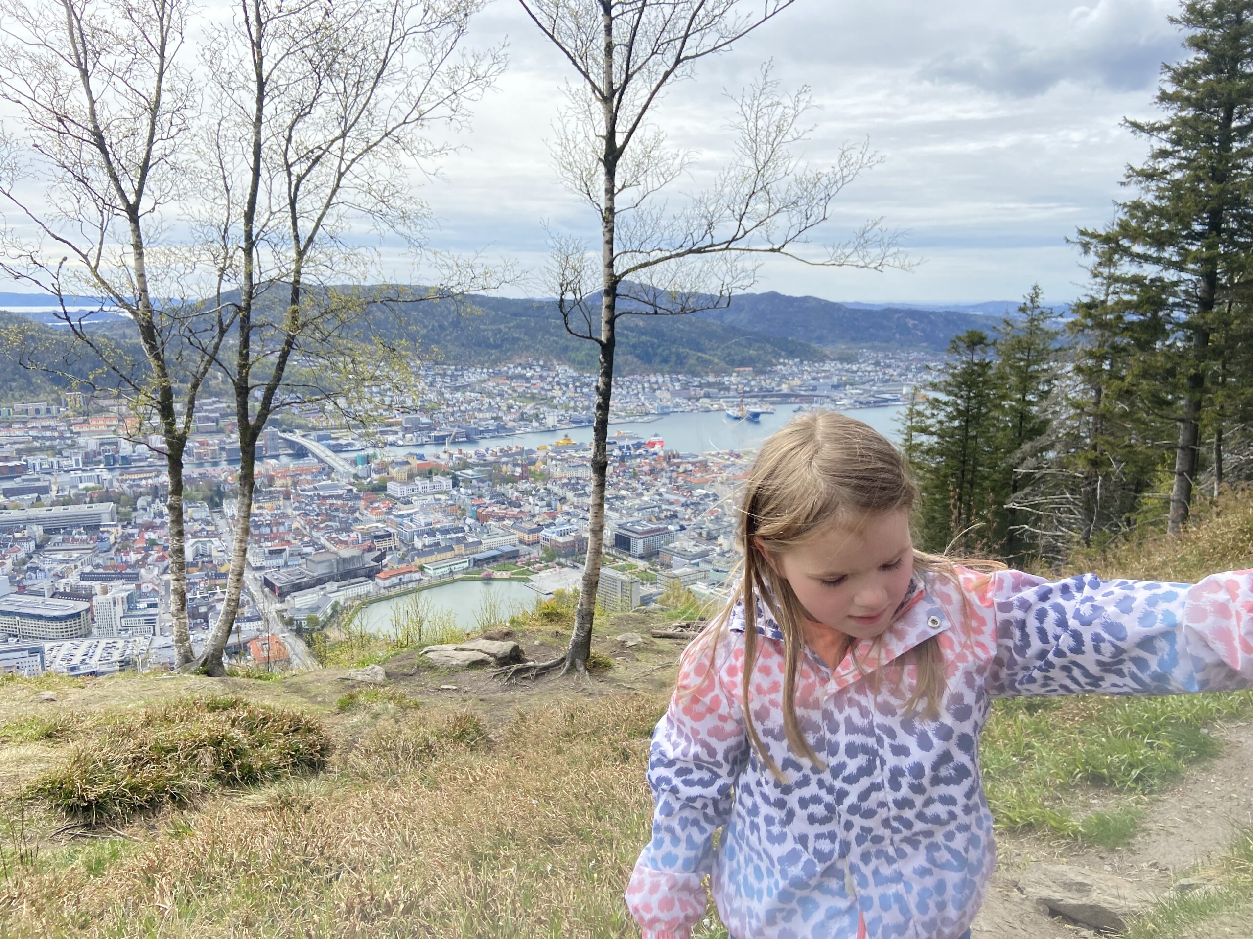 Top of the mountain and hiking down